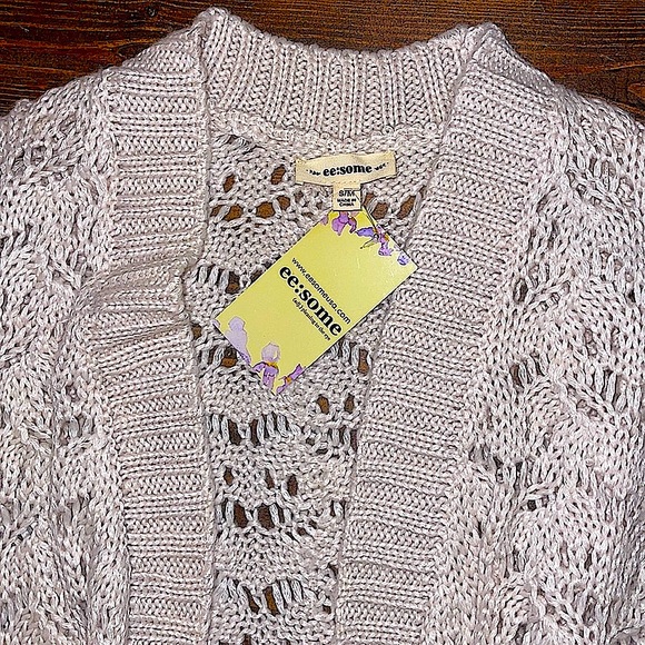 ☃️BOGO50%☃️ 🆕🩶EESOME: STONE Open Knit Cocoon Cardigan SMALL - Picture 3 of 3